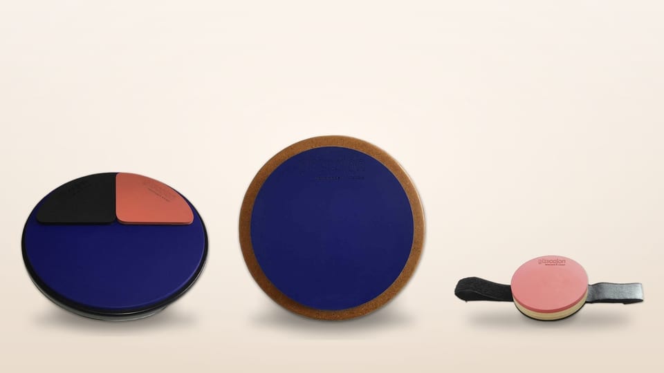 PRMS-12 Üç Yüzeyli 12 inç practice pad, 6 İnç Somunlu Practice Pad ve 4 İnç Diz Pad bir arada